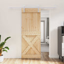 vidaXL Csúszó ajtó Természetes és Fehér 80 x 210 cm Szilárd Fenyőfa