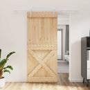 vidaXL Csúszó ajtó Természetes és Fehér 90 x 210 cm Szilárd Fenyőfa