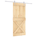 vidaXL Csúszó ajtó Természetes és Fehér 90 x 210 cm Szilárd Fenyőfa