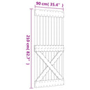 vidaXL Csúszó ajtó Természetes és Fehér 90 x 210 cm Szilárd Fenyőfa
