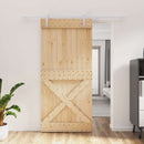 vidaXL Csúszó ajtó Természetes és Fehér 95 x 210 cm Szilárd Fenyőfa