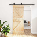 vidaXL Csúszó ajtó Természetes és Fekete 70 x 210 cm Szilárd Fenyőfa
