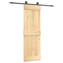 vidaXL Csúszó ajtó Természetes és Fekete 70 x 210 cm Szilárd Fenyőfa