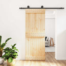 vidaXL Csúszó ajtó Természetes és Fekete 80 x 210 cm Szilárd Fenyőfa
