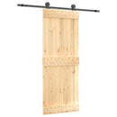 vidaXL Csúszó ajtó Természetes és Fekete 80 x 210 cm Szilárd Fenyőfa