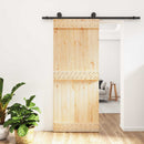 vidaXL Csúszó ajtó Természetes és Fekete 85 x 210 cm Szilárd Fenyőfa