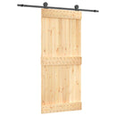 vidaXL Csúszó ajtó Természetes és Fekete 90 x 210 cm Szilárd Fenyőfa