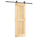 vidaXL Csúszó ajtó Természetes és Fekete 70 x 210 cm Szilárd Fenyőfa