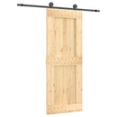 vidaXL Csúszó ajtó Természetes és Fekete 80 x 210 cm Szilárd Fenyőfa