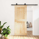 vidaXL Csúszó ajtó Természetes és Fekete 85 x 210 cm Szilárd Fenyőfa