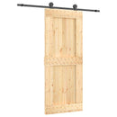 vidaXL Csúszó ajtó Természetes és Fekete 85 x 210 cm Szilárd Fenyőfa