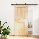 vidaXL Csúszó ajtó Természetes és Fekete 90 x 210 cm Szilárd Fenyőfa