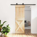 vidaXL Csúszó ajtó Természetes és Fekete 70 x 210 cm Szilárd Fenyőfa
