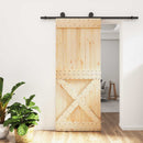 vidaXL Csúszó ajtó Természetes és Fekete 85 x 210 cm Szilárd Fenyőfa