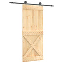 vidaXL Csúszó ajtó Természetes és Fekete 85 x 210 cm Szilárd Fenyőfa