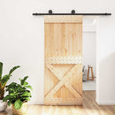 vidaXL Csúszó ajtó Természetes és Fekete 90 x 210 cm Szilárd Fenyőfa