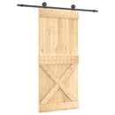 vidaXL Csúszó ajtó Természetes és Fekete 90 x 210 cm Szilárd Fenyőfa