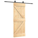 vidaXL Csúszó ajtó Természetes és Fekete 70 x 210 cm Szilárd Fenyőfa