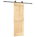 vidaXL Csúszó ajtó Természetes és Fekete 70 x 210 cm Szilárd Fenyőfa
