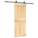 vidaXL Csúszó ajtó Természetes és Fekete 80 x 210 cm Szilárd Fenyőfa