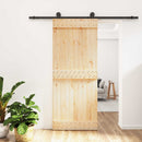 vidaXL Csúszó ajtó Természetes és Fekete 85 x 210 cm Szilárd Fenyőfa