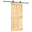 vidaXL Csúszó ajtó Természetes és Fekete 95 x 210 cm Szilárd Fenyőfa