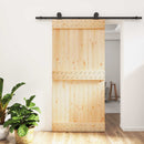 vidaXL Csúszó ajtó Természetes és Fekete 100 x 210 cm Szilárd Fenyőfa