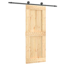 vidaXL Csúszó ajtó Természetes és Fekete 80 x 210 cm Szilárd Fenyőfa