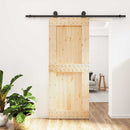 vidaXL Csúszó ajtó Természetes és Fekete 85 x 210 cm Szilárd Fenyőfa