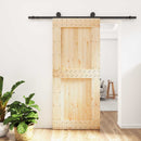vidaXL Csúszó ajtó Természetes és Fekete 90 x 210 cm Szilárd Fenyőfa