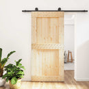 vidaXL Csúszó ajtó Természetes és Fekete 100 x 210 cm Szilárd Fenyőfa