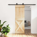 vidaXL Csúszó ajtó Természetes és Fekete 70 x 210 cm Szilárd Fenyőfa