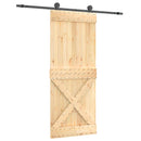 vidaXL Csúszó ajtó Természetes és Fekete 85 x 210 cm Szilárd Fenyőfa