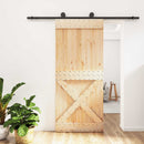 vidaXL Csúszó ajtó Természetes és Fekete 90 x 210 cm Szilárd Fenyőfa