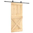 vidaXL Csúszó ajtó Természetes és Fekete 90 x 210 cm Szilárd Fenyőfa