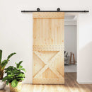 vidaXL Csúszó ajtó Természetes és Fekete 95 x 210 cm Szilárd Fenyőfa