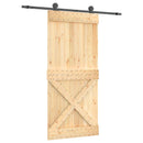vidaXL Csúszó ajtó Természetes és Fekete 95 x 210 cm Szilárd Fenyőfa