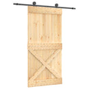 vidaXL Csúszó ajtó Természetes és Fekete 100 x 210 cm Szilárd Fenyőfa