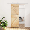 vidaXL Csúszó ajtó Természetes és Fehér 70 x 210 cm Szilárd Fenyőfa