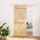 vidaXL Csúszó ajtó Természetes és Fehér 85 x 210 cm Szilárd Fenyőfa