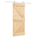 vidaXL Csúszó ajtó Természetes és Fehér 85 x 210 cm Szilárd Fenyőfa