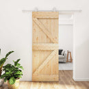 vidaXL Csúszó ajtó Természetes és Fehér 80 x 210 cm Tömör Fenyőfa