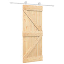 vidaXL Csúszó ajtó Természetes és Fehér 80 x 210 cm Tömör Fenyőfa