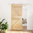 vidaXL Csúszó ajtó Természetes és Fehér 90 x 210 cm Tömör Fenyőfa