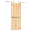 vidaXL Csúszó ajtó Természetes és Fehér 80 x 210 cm Szilárd Fenyőfa