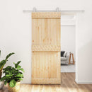 vidaXL Csúszó ajtó Természetes és Fehér 85 x 210 cm Szilárd Fenyőfa