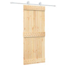 vidaXL Csúszó ajtó Természetes és Fehér 85 x 210 cm Szilárd Fenyőfa