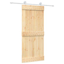 vidaXL Csúszó ajtó Természetes és Fehér 90 x 210 cm Szilárd Fenyőfa