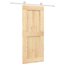 vidaXL Csúszó ajtó Természetes és Fehér 85 x 210 cm Szilárd Fenyőfa