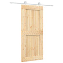vidaXL Csúszó ajtó Természetes és Fehér 90 x 210 cm Szilárd Fenyőfa